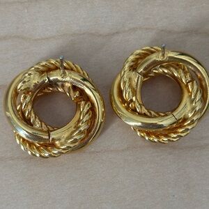 Gold Tone Knot Earrings- Measure 7/8 inch/ Very Good Condition